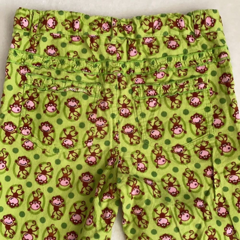 {VTG} CR Kids | Monkey & Polka Dot Wide Leg Corduroy Pants Ruffle Pocket Green 5 - Picture 11 of 15